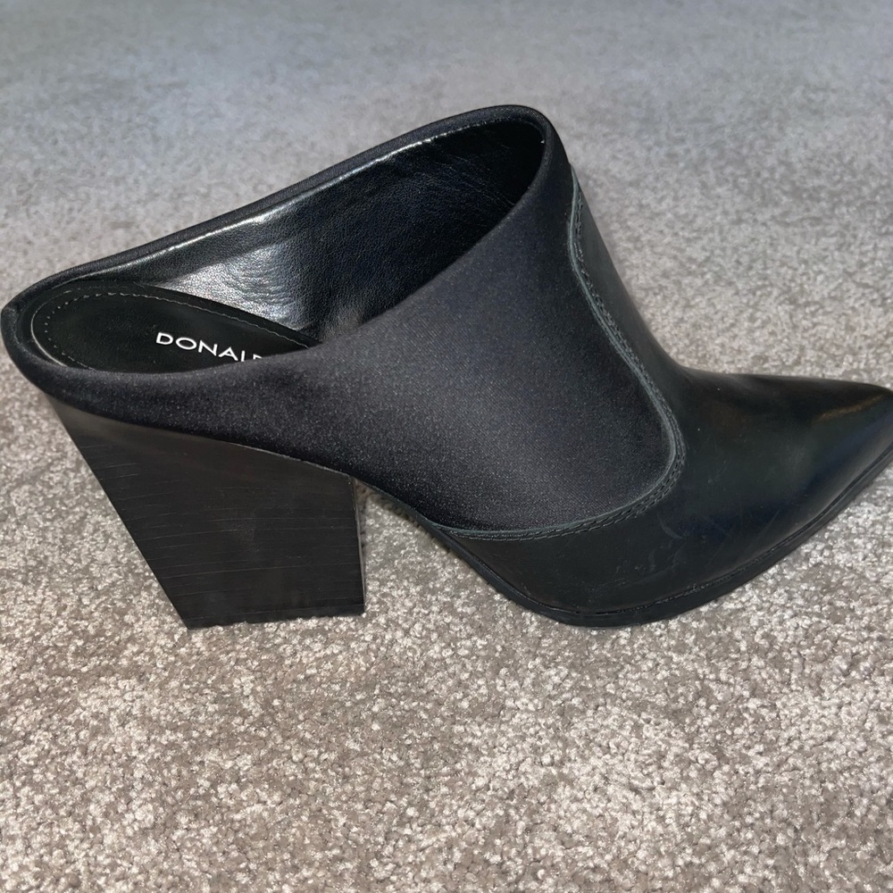 Donald Pliner Black Leather Clog Mule